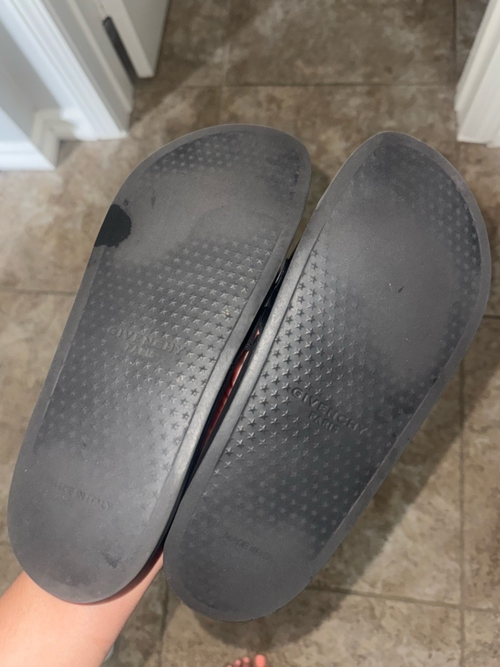 Givenchy Black Slides with White Logo - Picture 3 of 10
